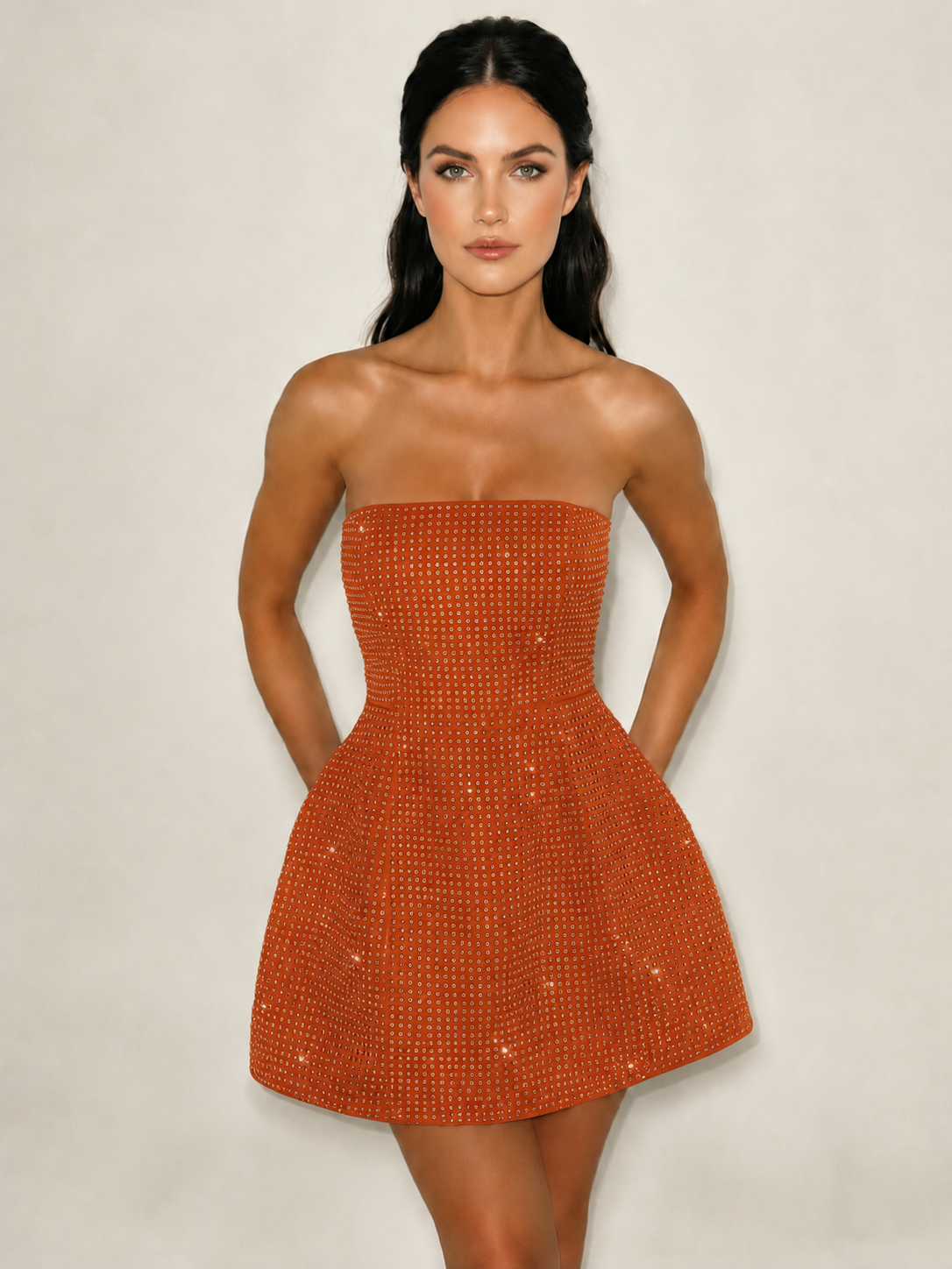 Strapless Sequin Fit & Flare Mini Dress