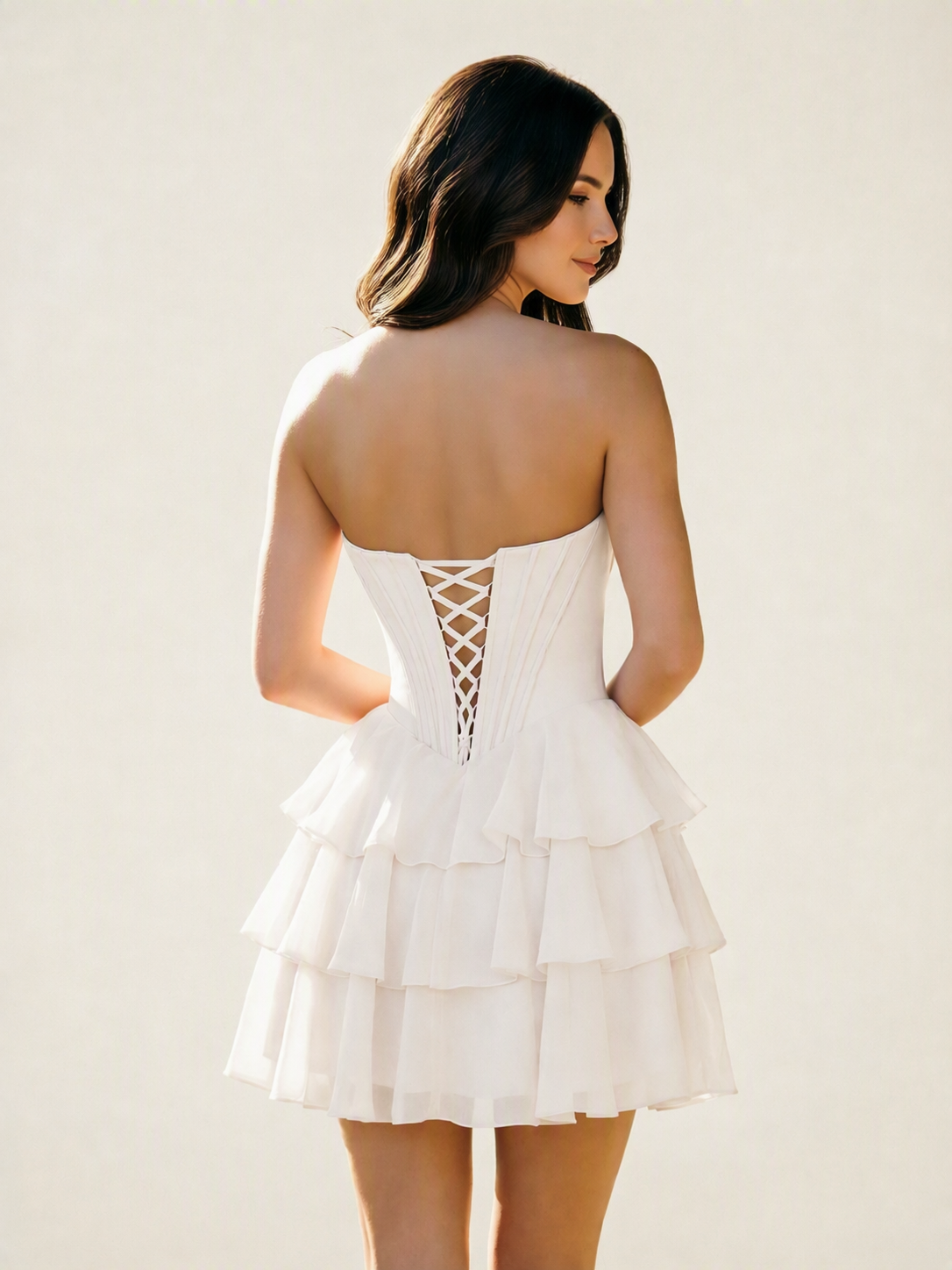 Strapless Corset Ruffled Tiered Mini Homecoming Dress