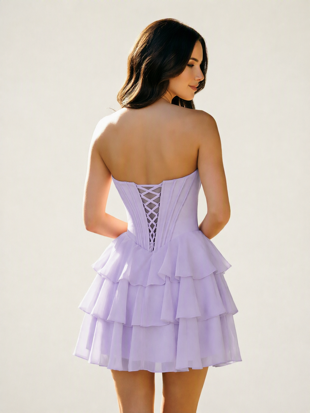 Strapless Corset Ruffled Tiered Mini Homecoming Dress