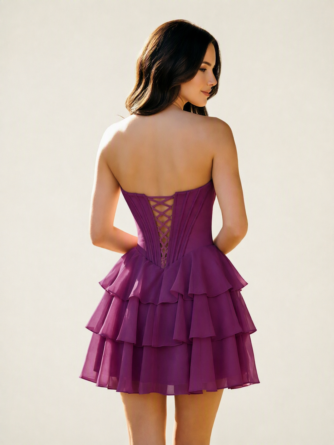 Strapless Corset Ruffled Tiered Mini Homecoming Dress