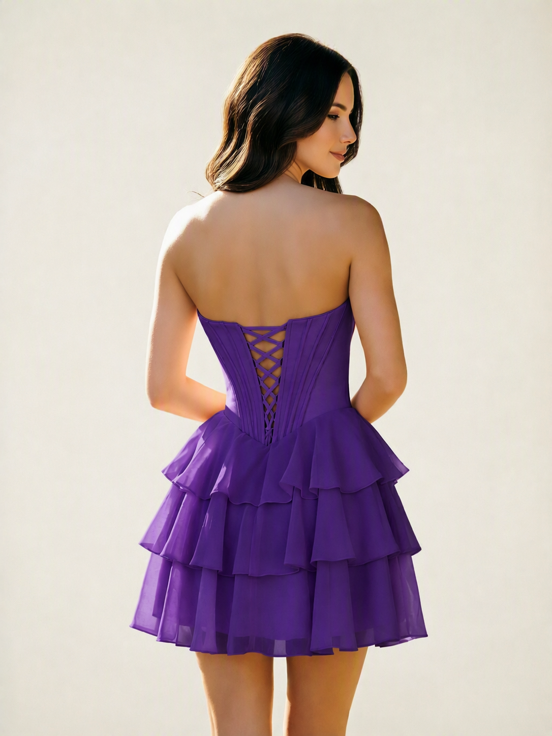 Strapless Corset Ruffled Tiered Mini Homecoming Dress