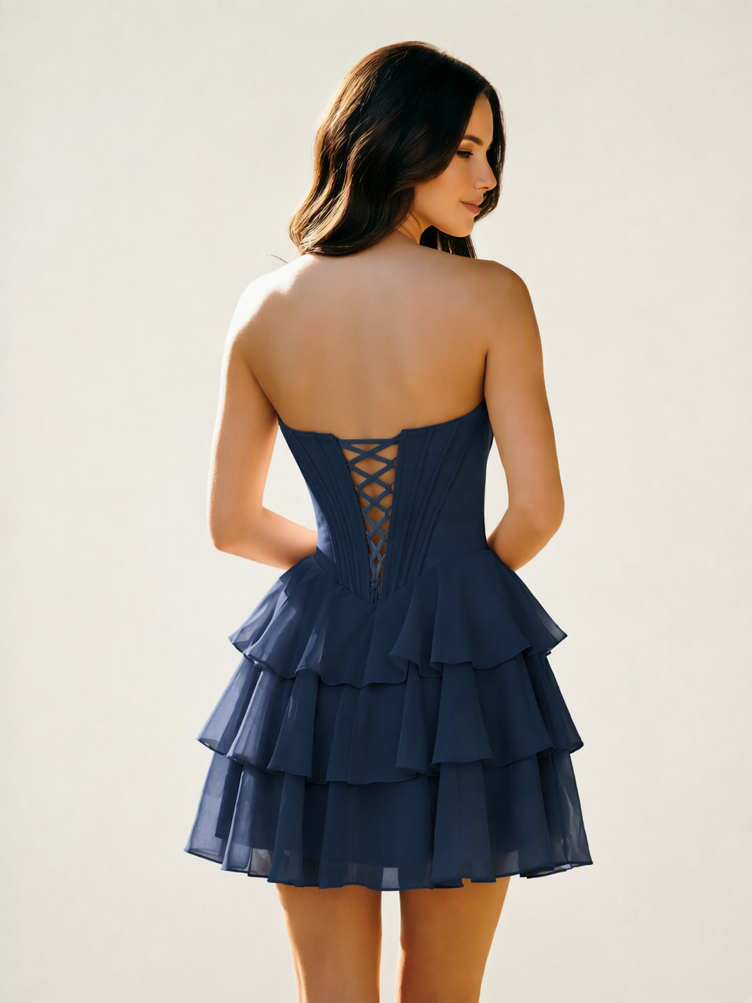 Strapless Corset Ruffled Tiered Mini Homecoming Dress