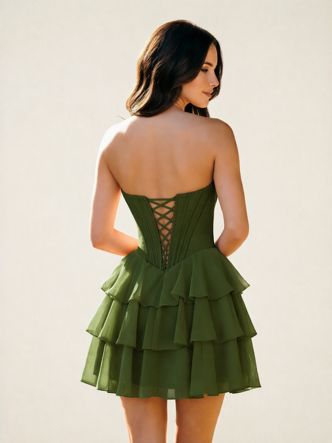 Strapless Corset Ruffled Tiered Mini Homecoming Dress
