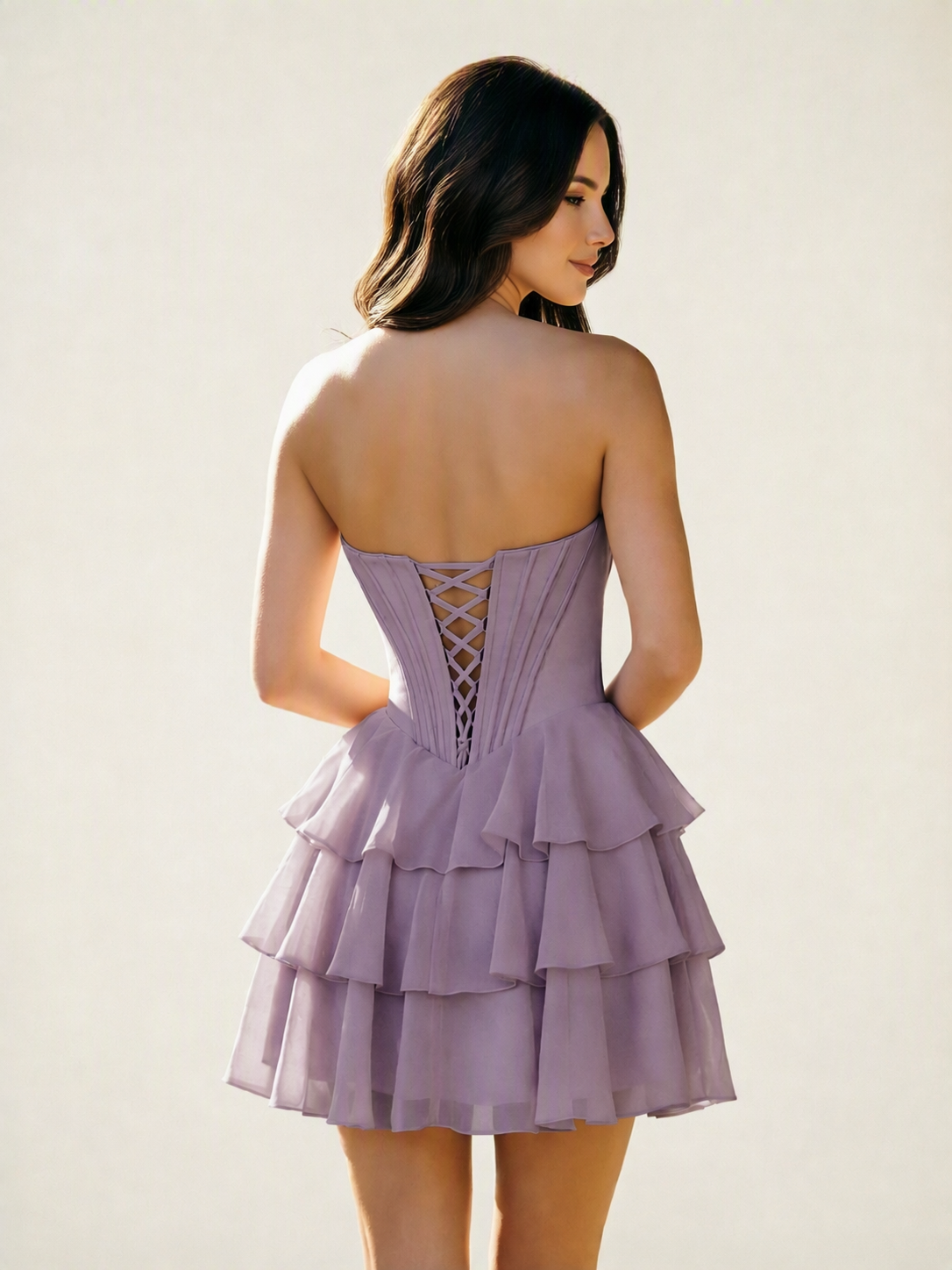 Strapless Corset Ruffled Tiered Mini Homecoming Dress