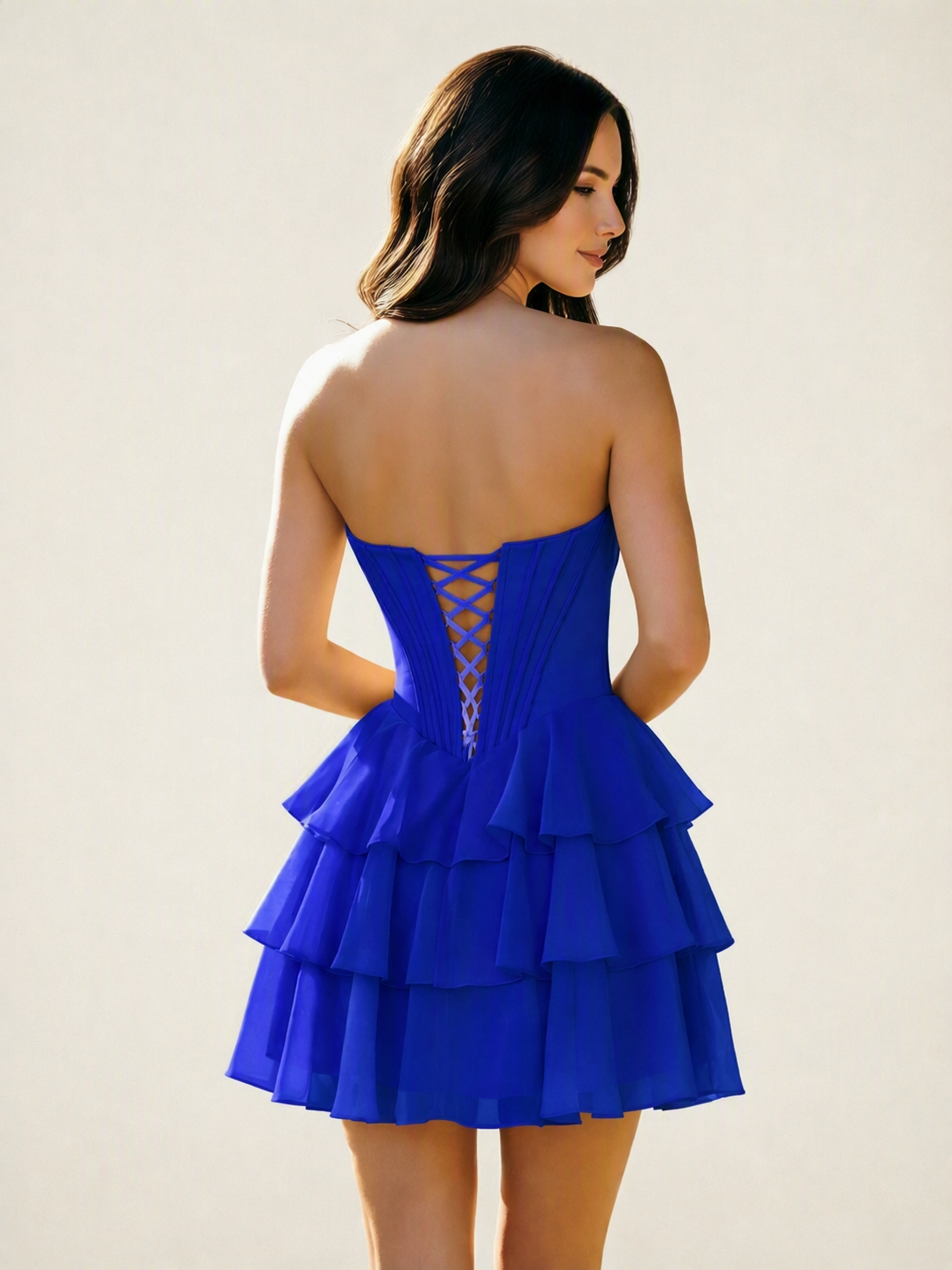 Strapless Corset Ruffled Tiered Mini Homecoming Dress