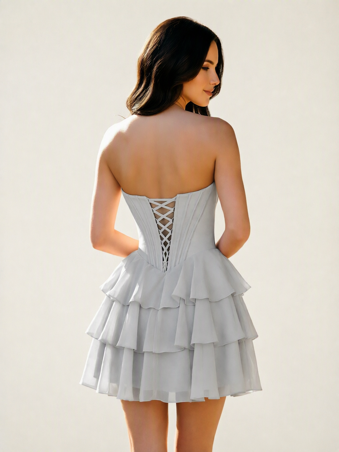 Strapless Corset Ruffled Tiered Mini Homecoming Dress