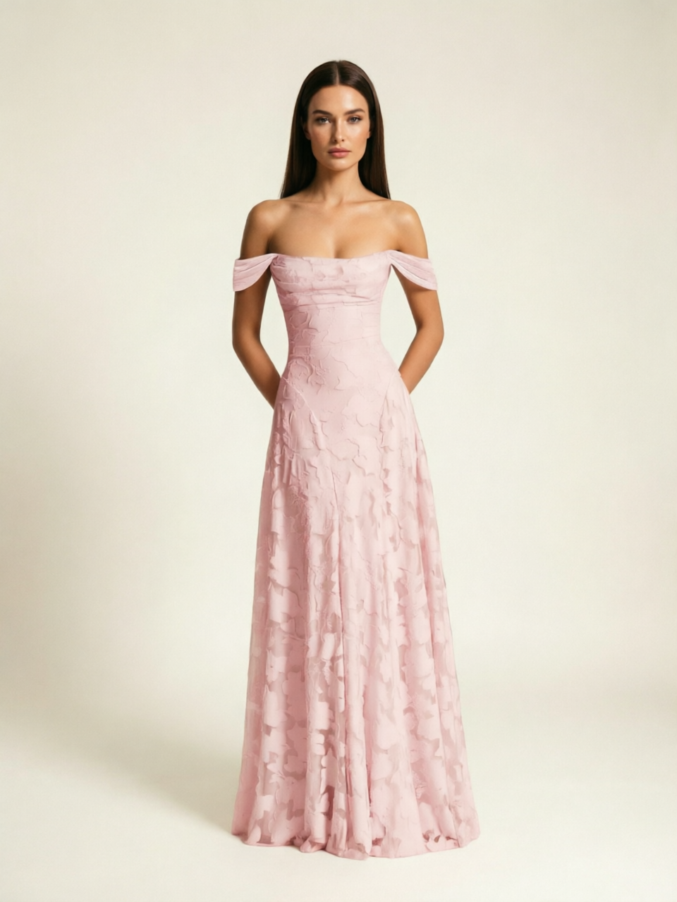 Off-the-Shoulder Floral Lace A-Line