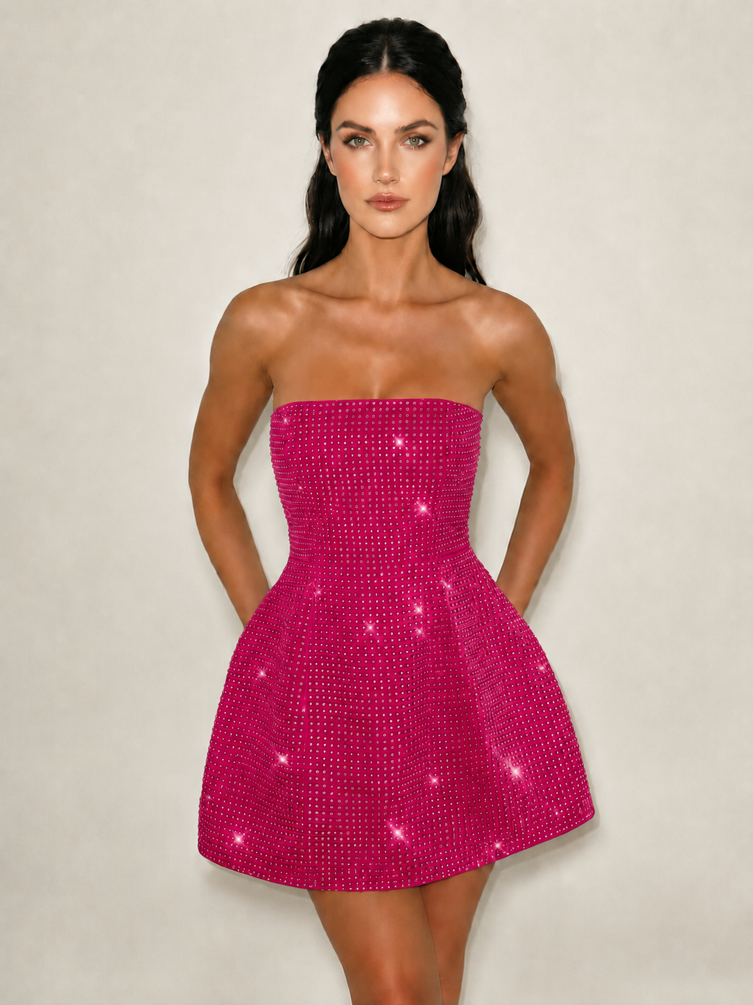 Strapless Sequin Fit & Flare Mini Dress