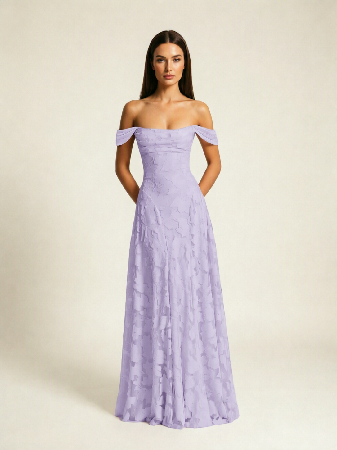 Off-the-Shoulder Floral Lace A-Line