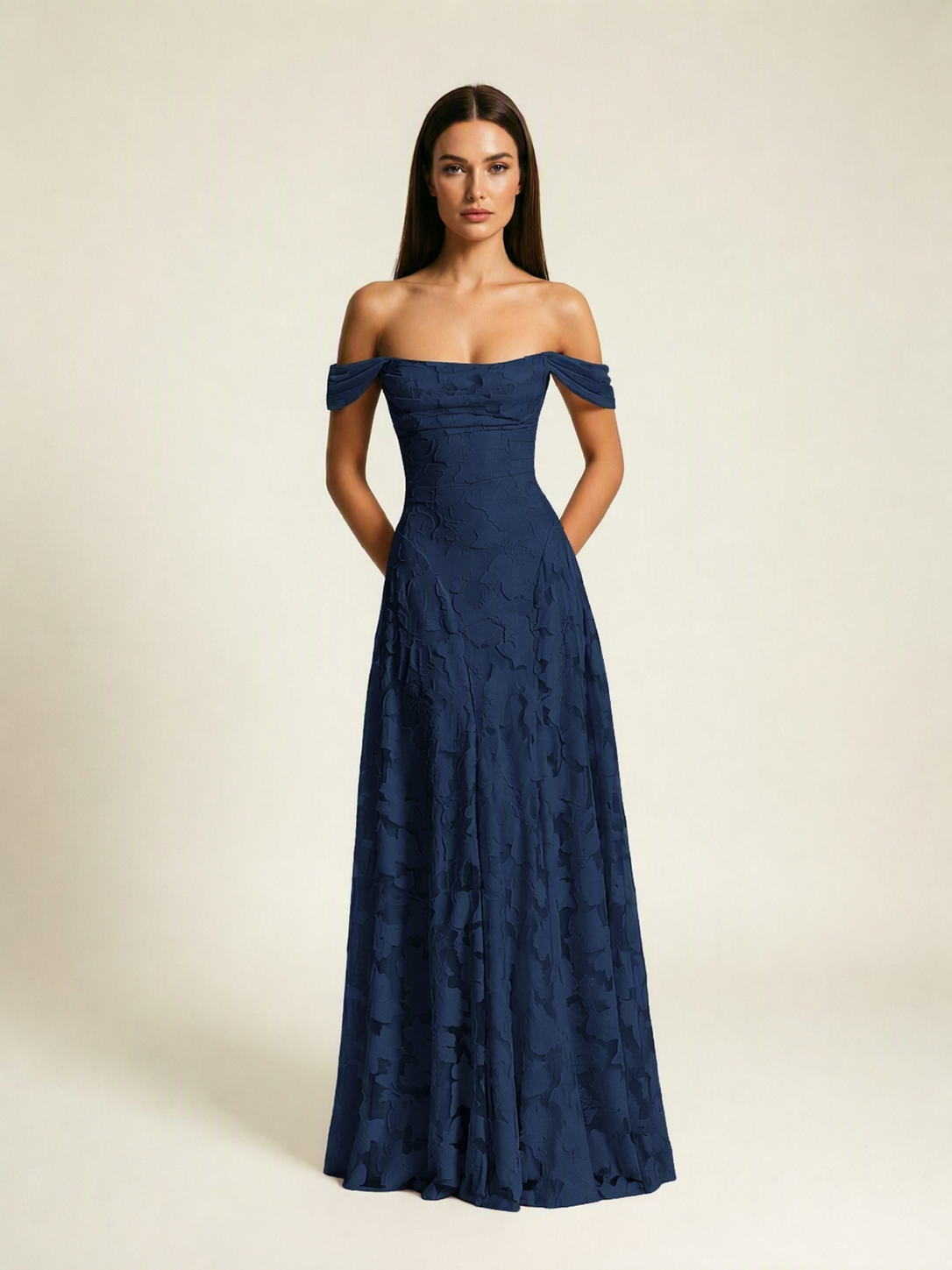 Off-the-Shoulder Floral Lace A-Line