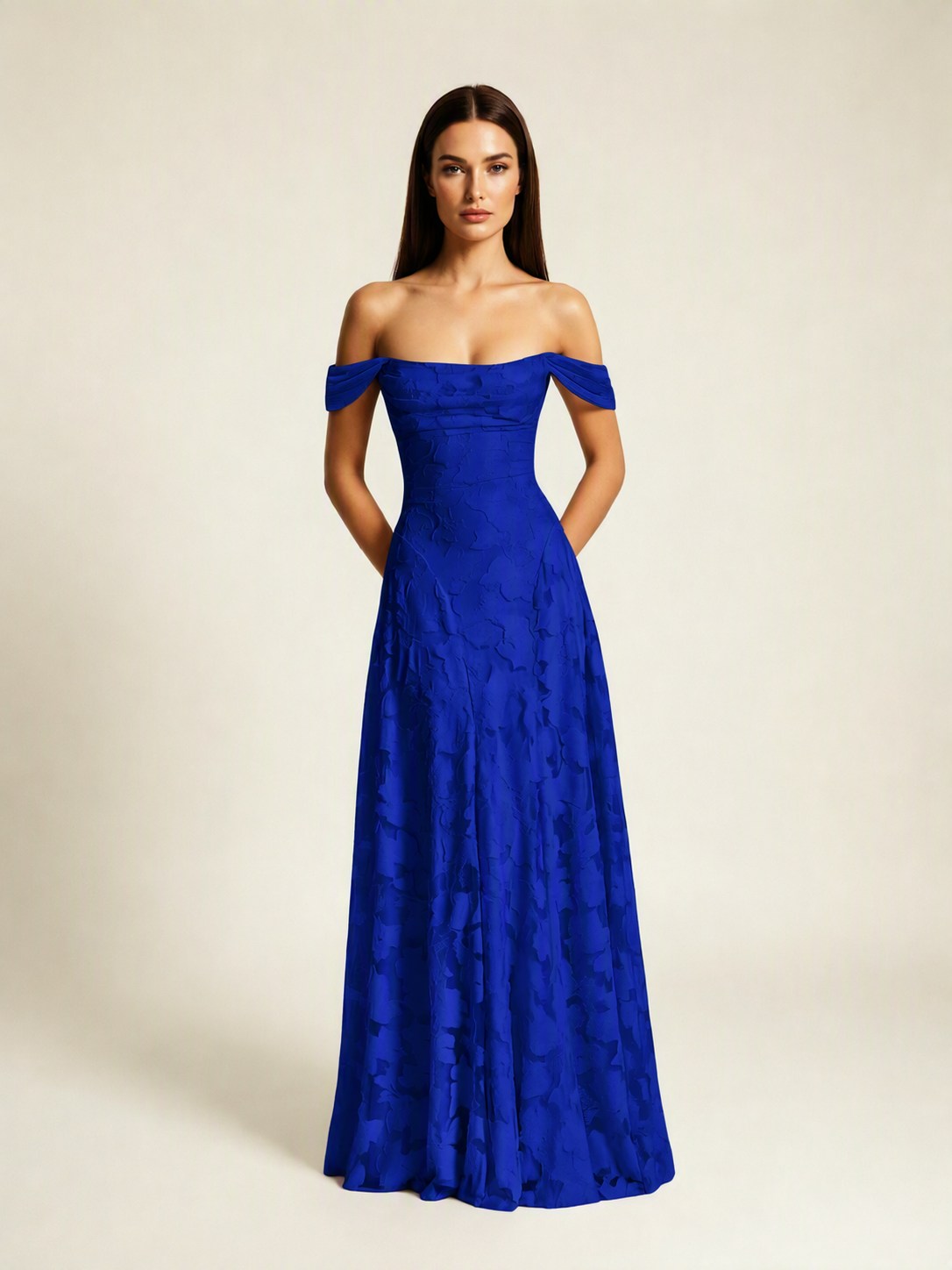 Off-the-Shoulder Floral Lace A-Line