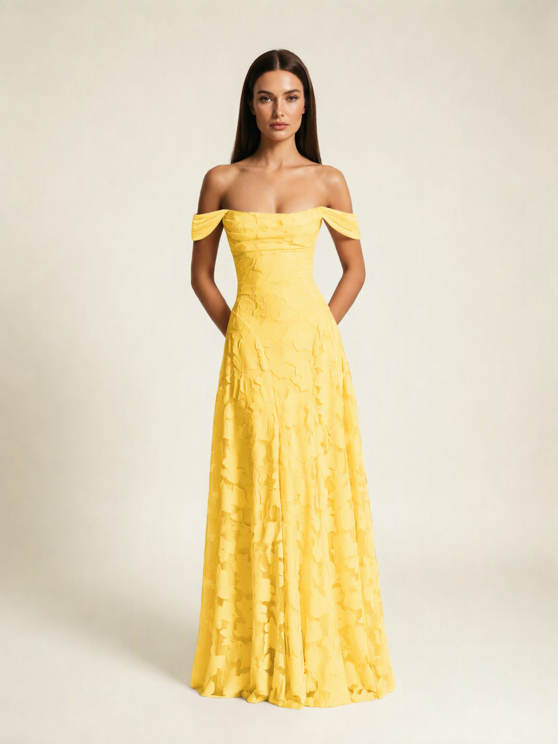 Off-the-Shoulder Floral Lace A-Line