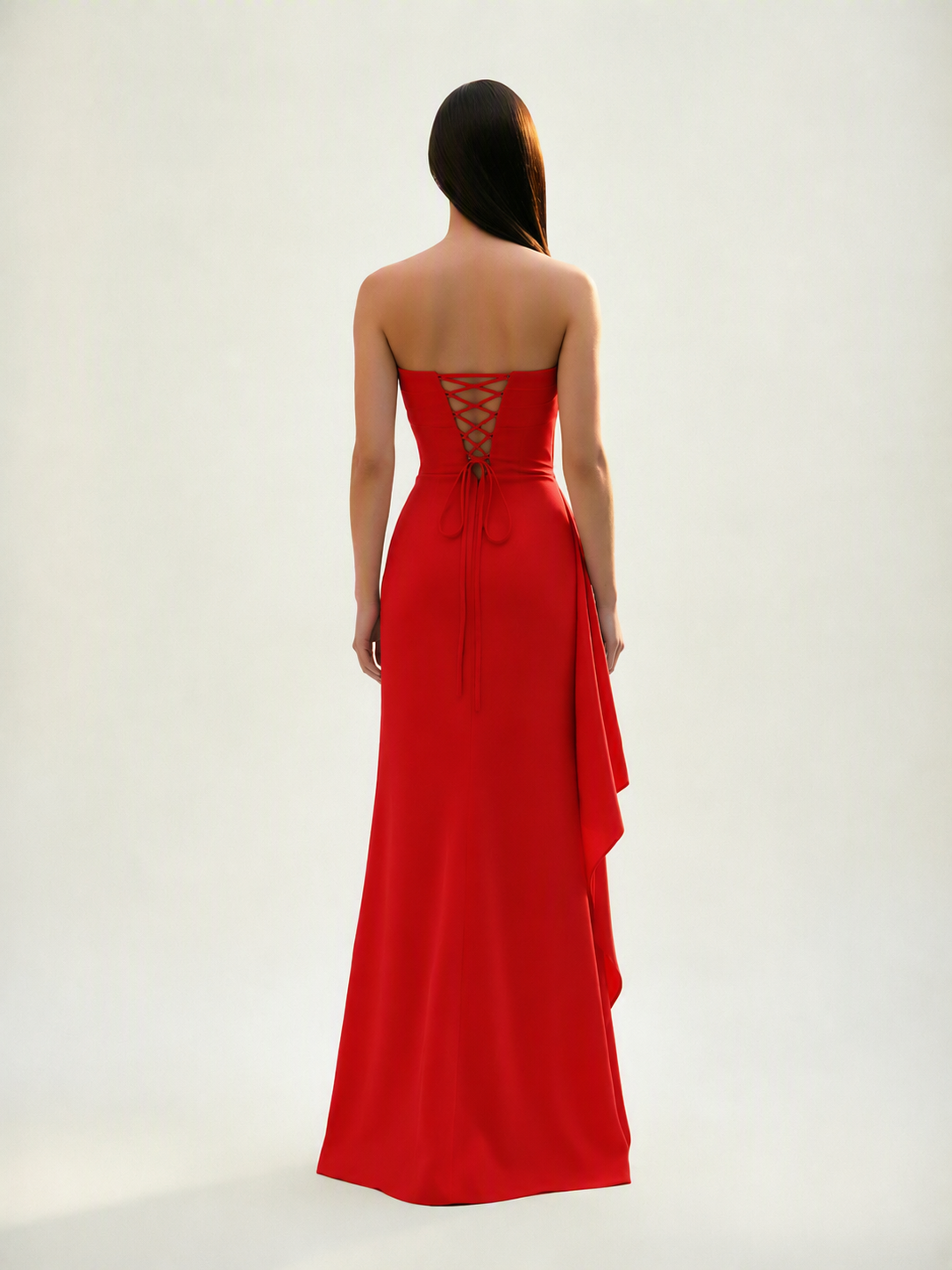 Strapless Mermaid Formal Gown with Side Slit & Draped Detail