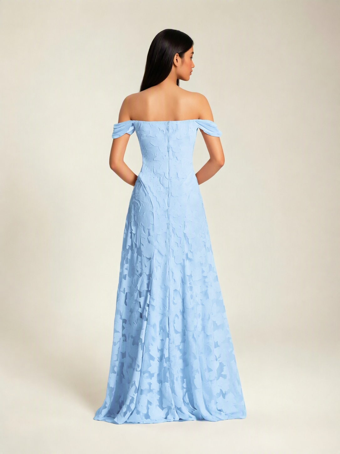 Off-the-Shoulder Floral Lace A-Line