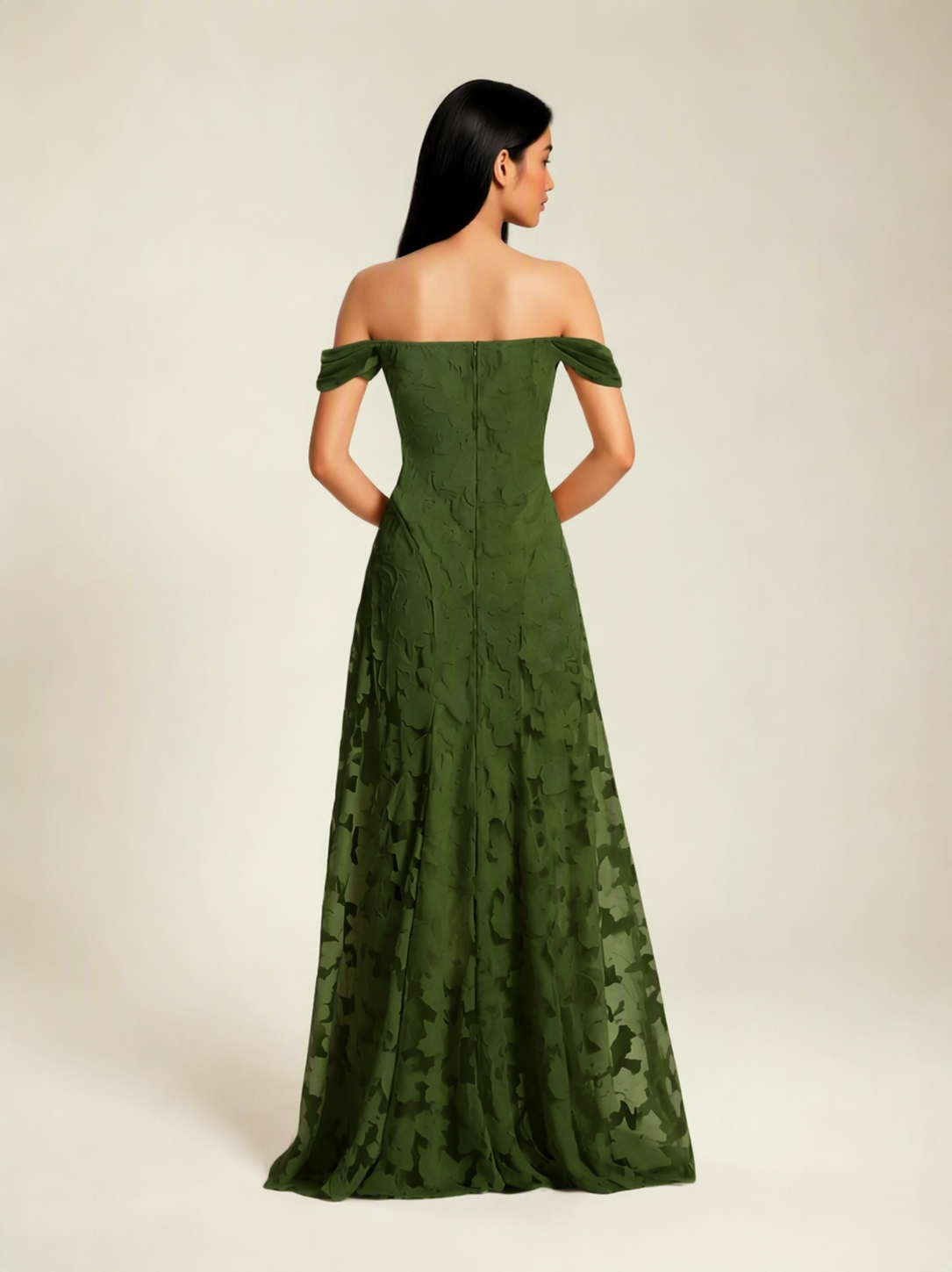 Off-the-Shoulder Floral Lace A-Line