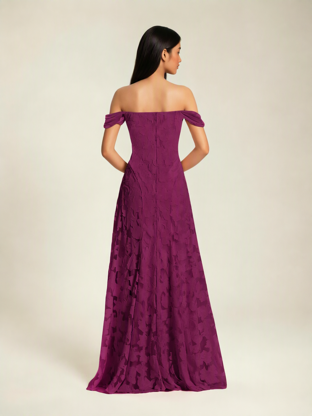 Off-the-Shoulder Floral Lace A-Line