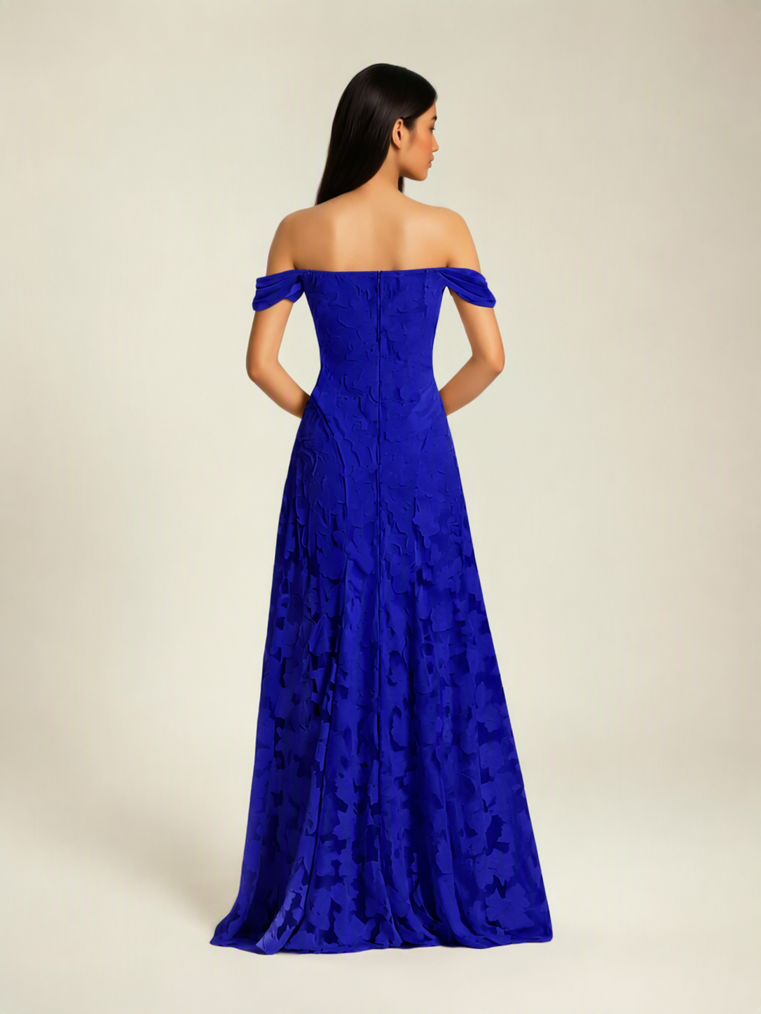 Off-the-Shoulder Floral Lace A-Line