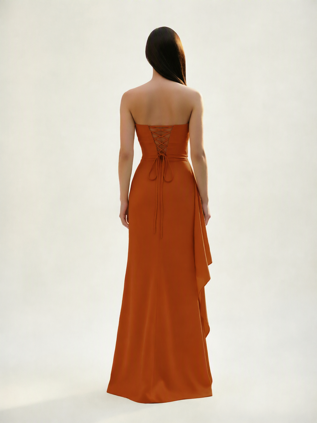 Strapless Mermaid Formal Gown with Side Slit & Draped Detail