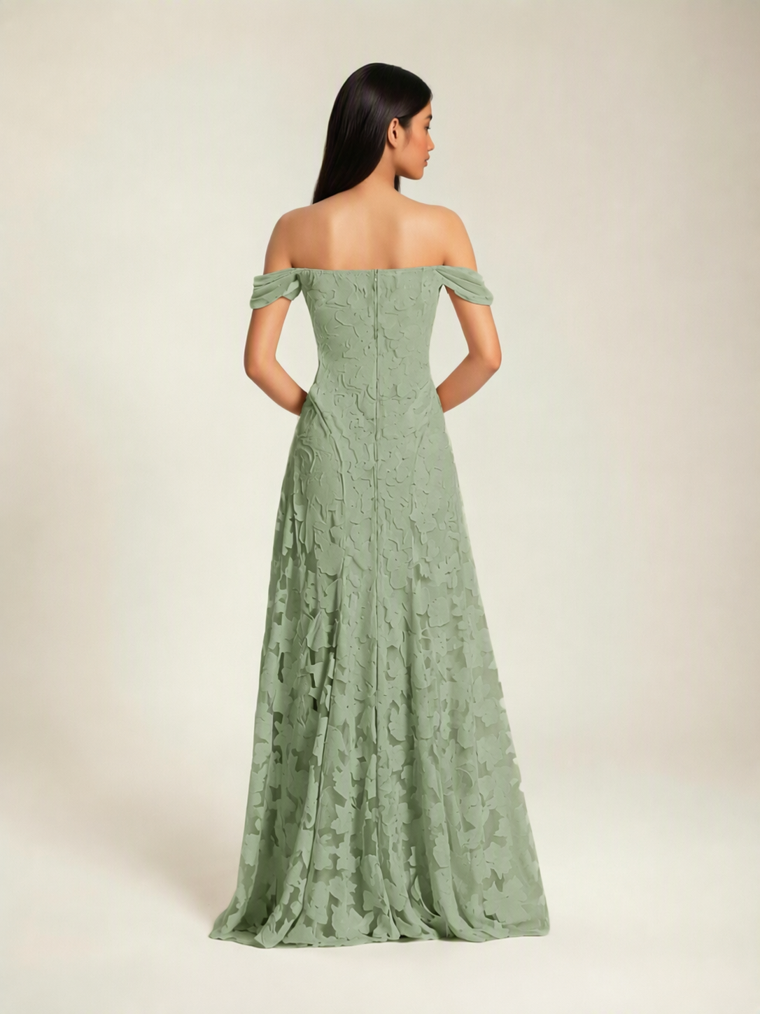 Off-the-Shoulder Floral Lace A-Line