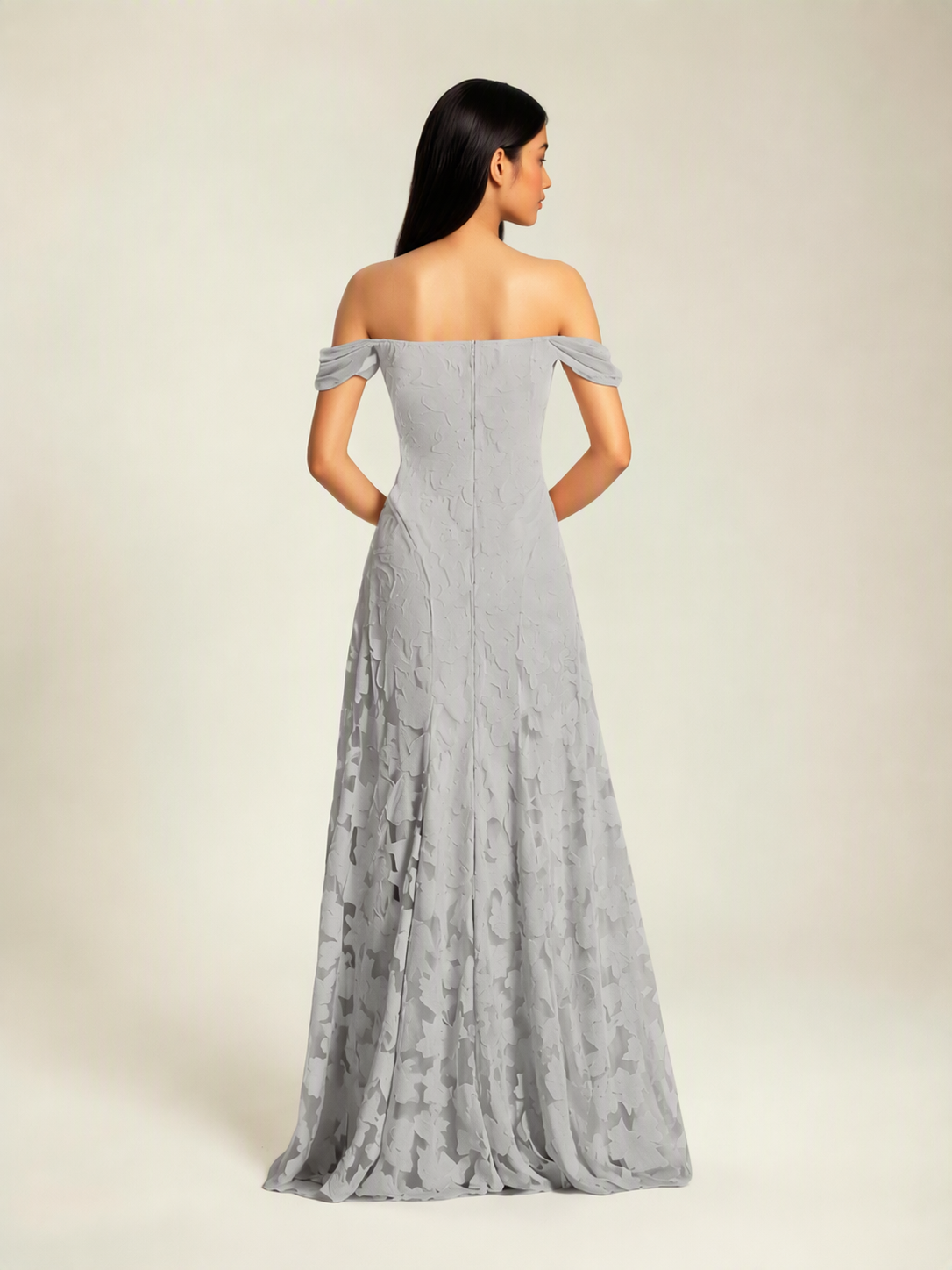 Off-the-Shoulder Floral Lace A-Line