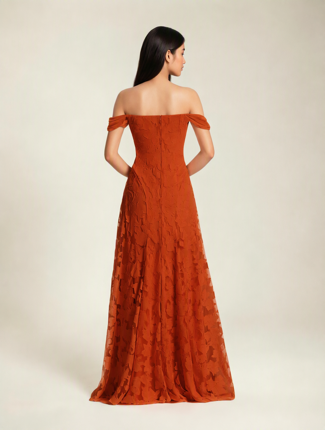 Off-the-Shoulder Floral Lace A-Line