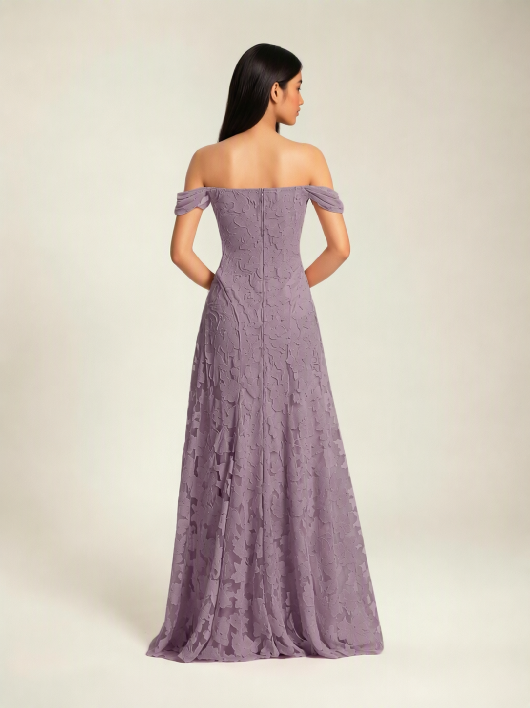 Off-the-Shoulder Floral Lace A-Line