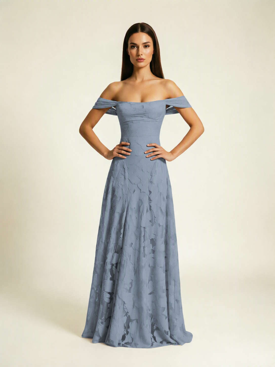 Off-the-Shoulder Floral Lace A-Line