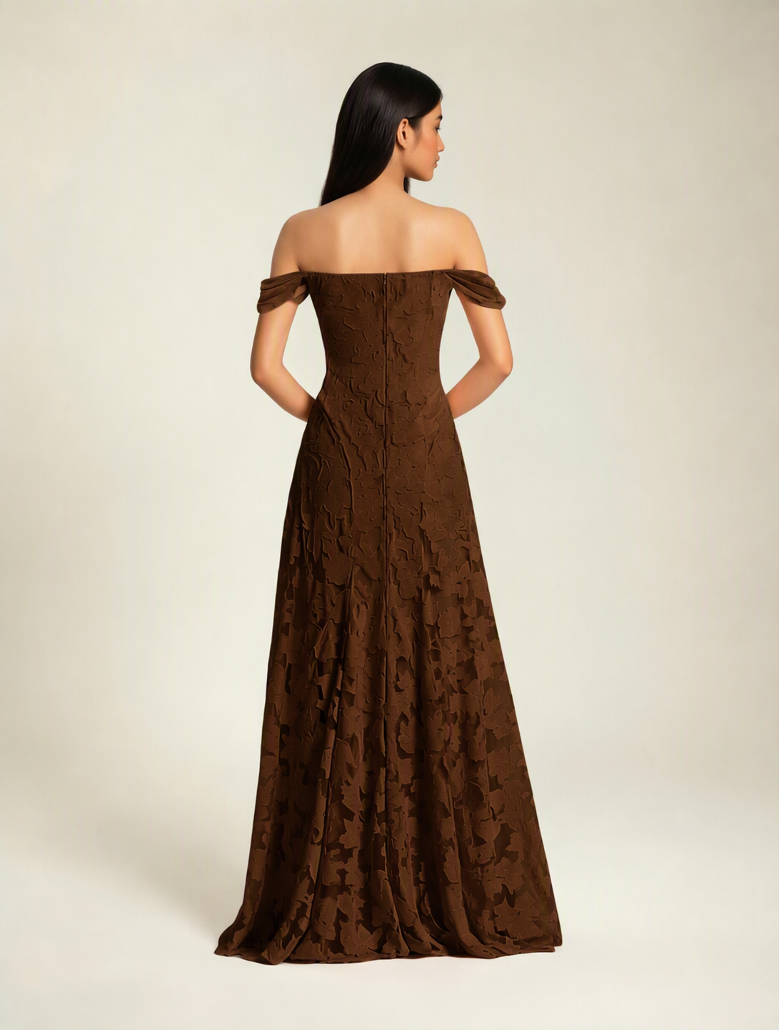 Off-the-Shoulder Floral Lace A-Line