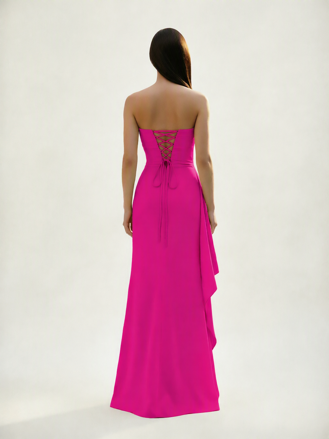 Strapless Mermaid Formal Gown with Side Slit & Draped Detail