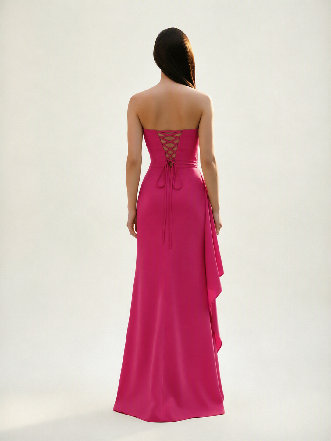 Strapless Mermaid Formal Gown with Side Slit & Draped Detail