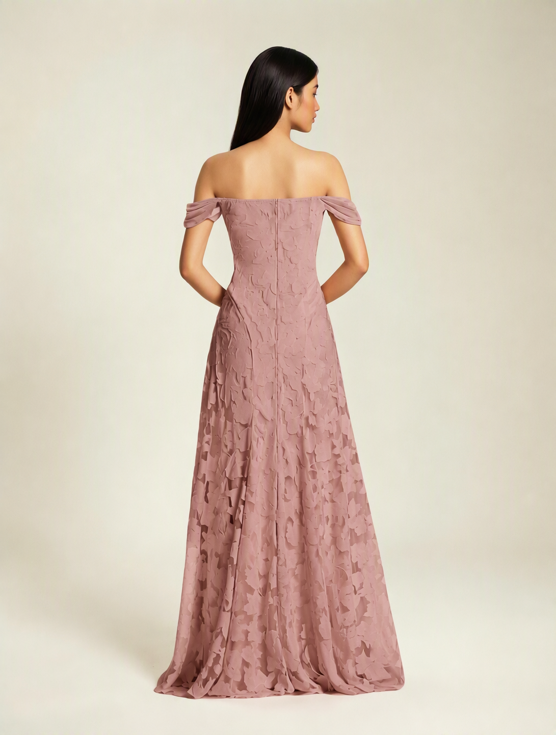 Off-the-Shoulder Floral Lace A-Line