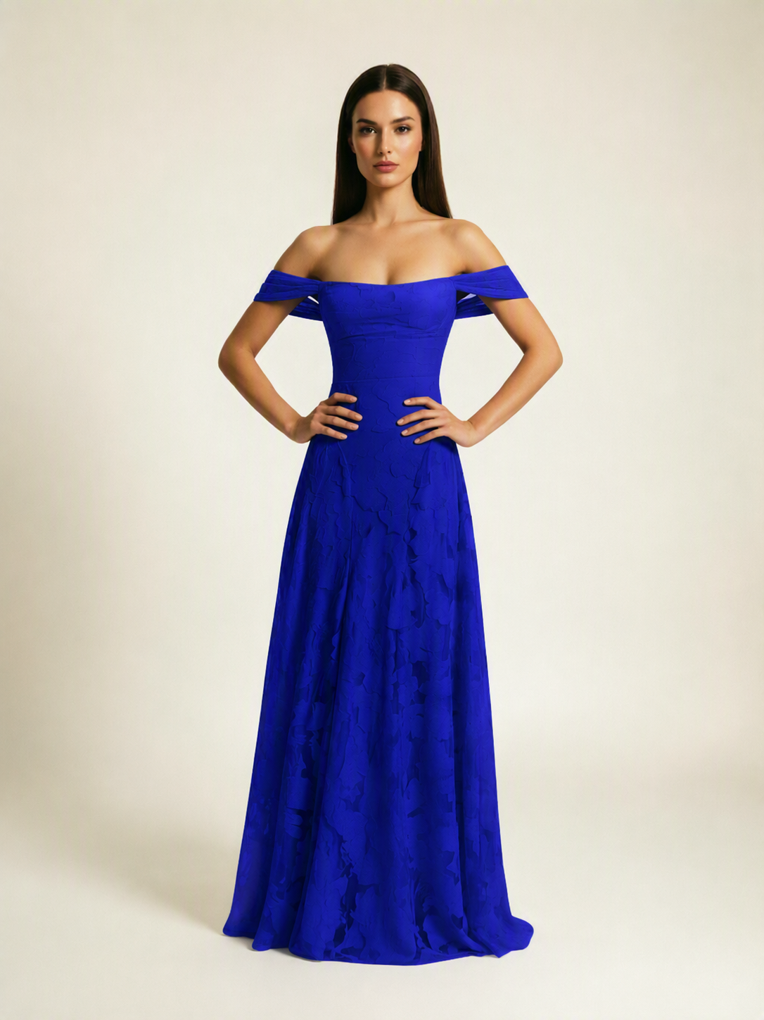 Off-the-Shoulder Floral Lace A-Line