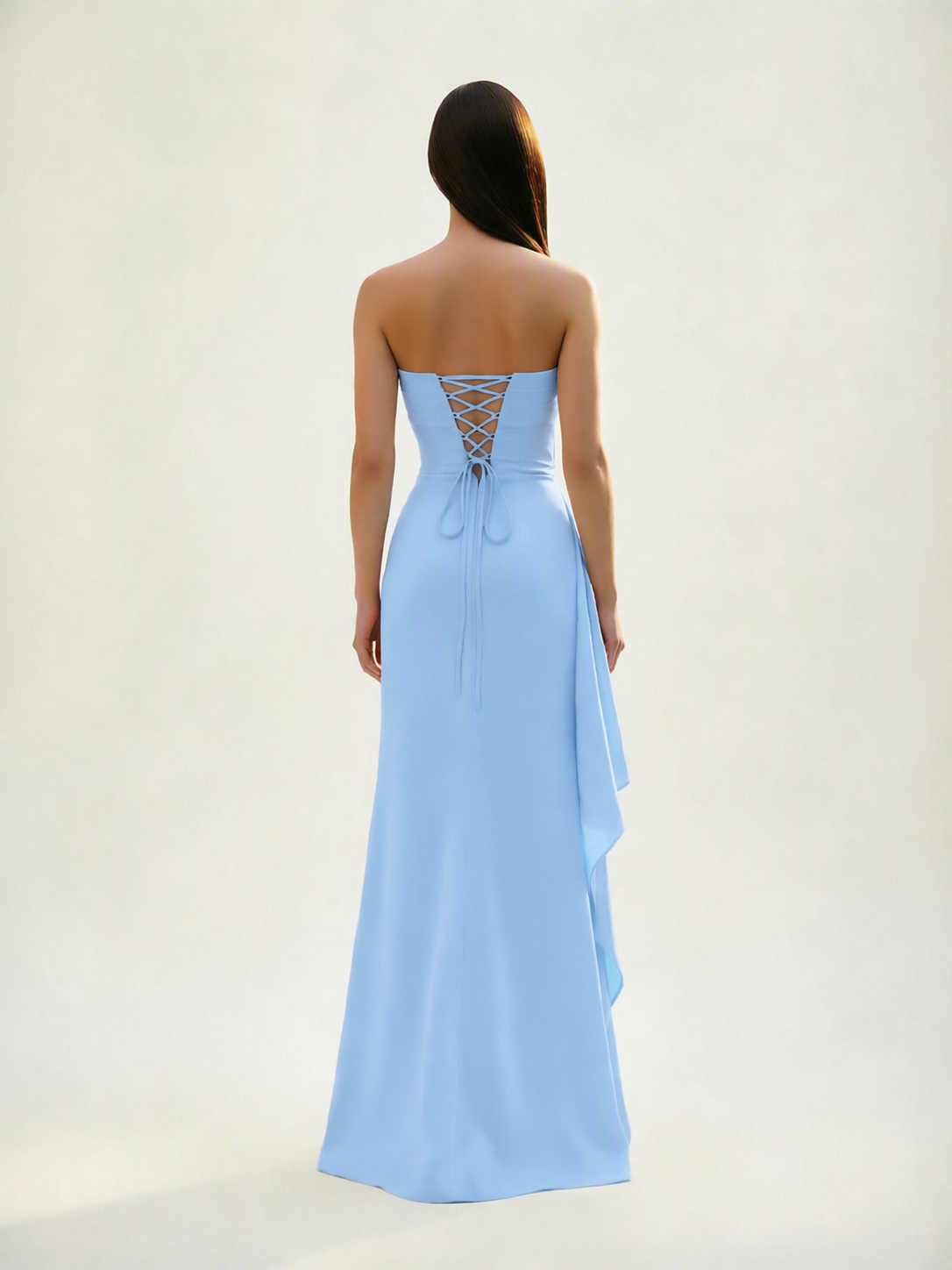 Strapless Mermaid Formal Gown with Side Slit & Draped Detail