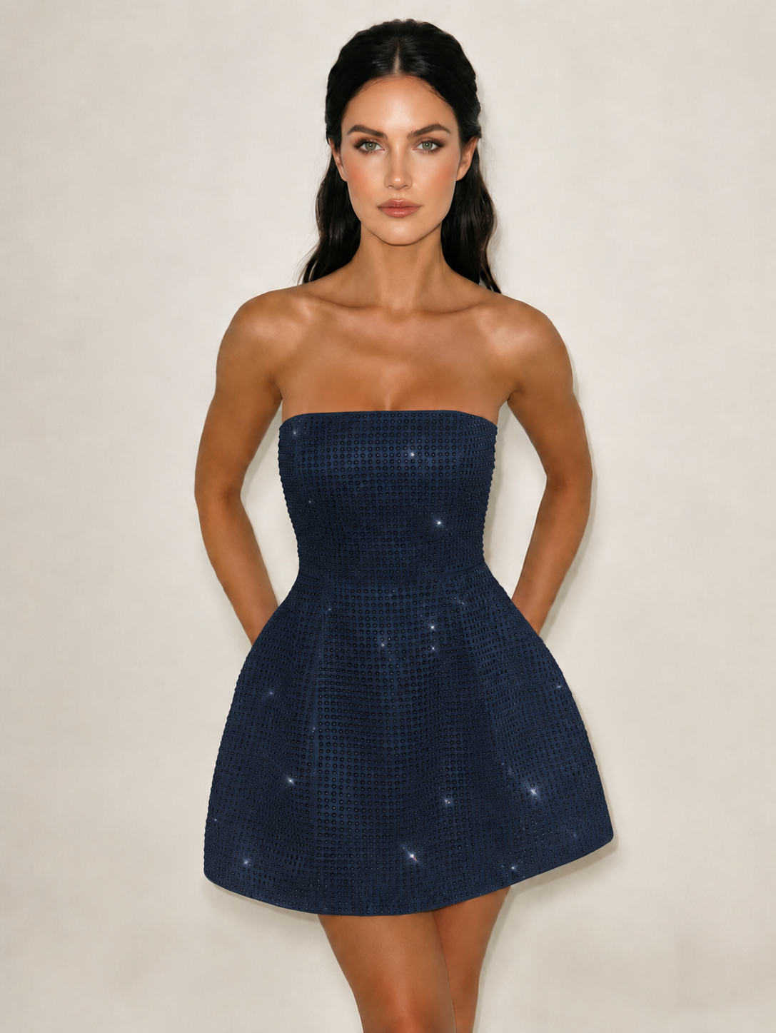 Strapless Sequin Fit & Flare Mini Dress