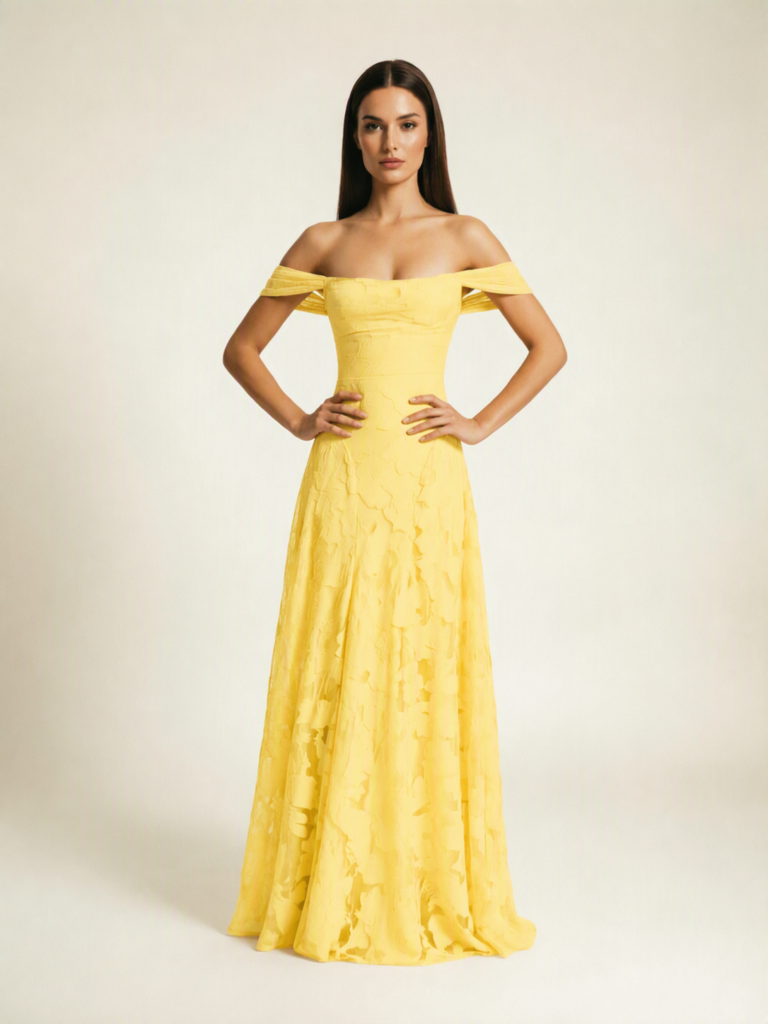 Off-the-Shoulder Floral Lace A-Line