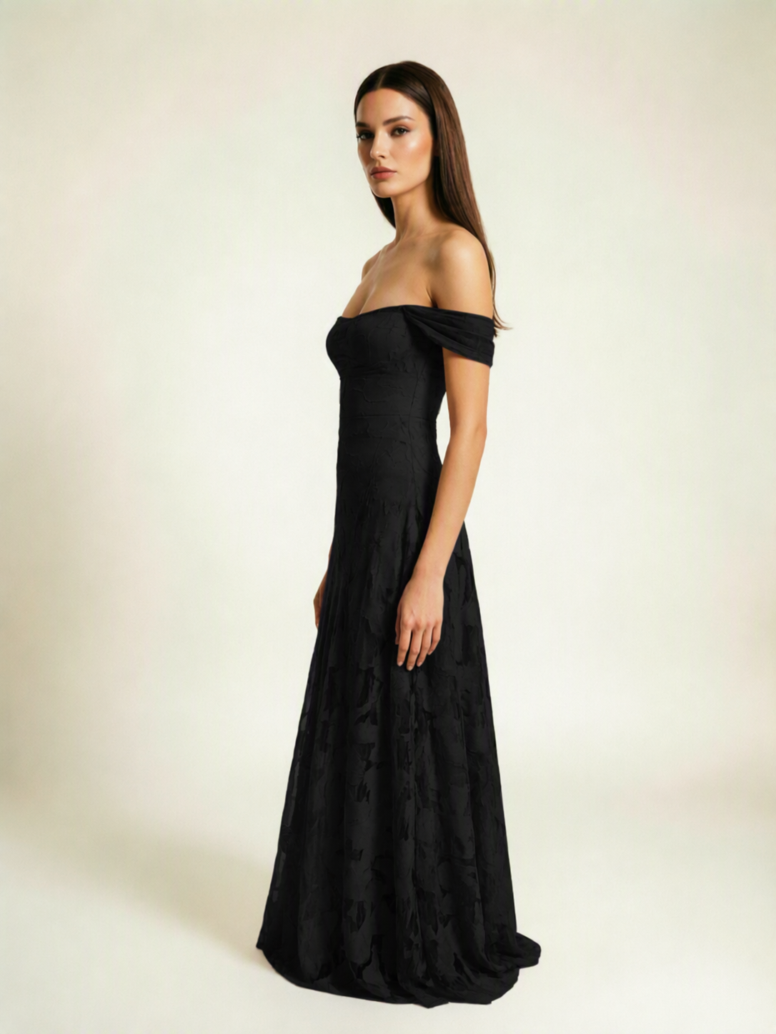 Off-the-Shoulder Floral Lace A-Line