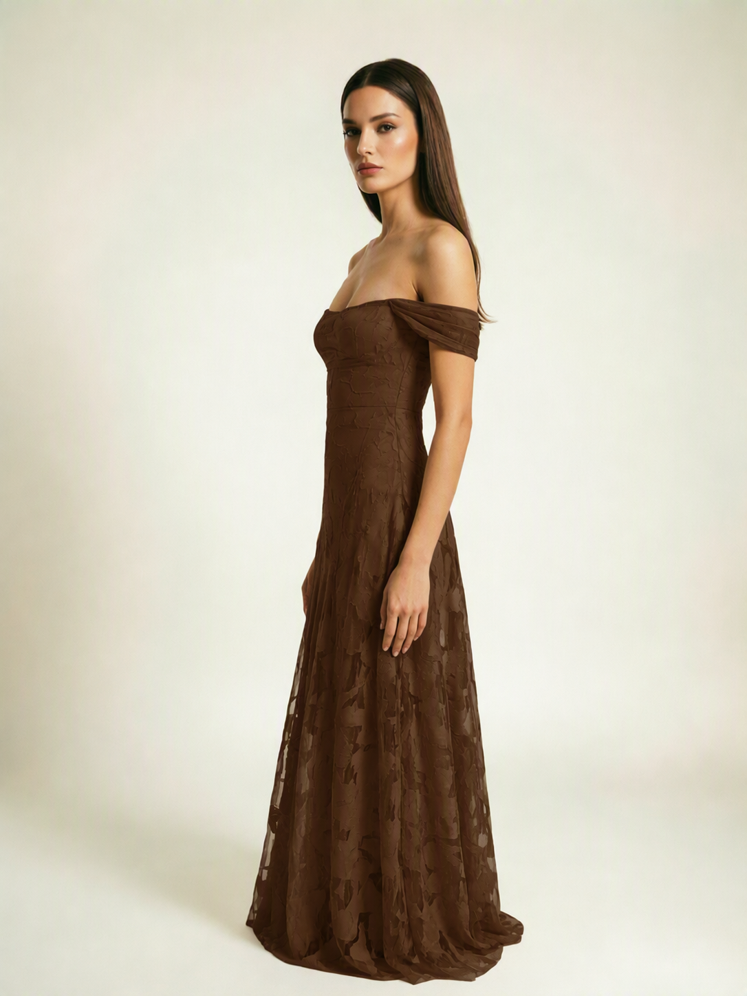 Off-the-Shoulder Floral Lace A-Line