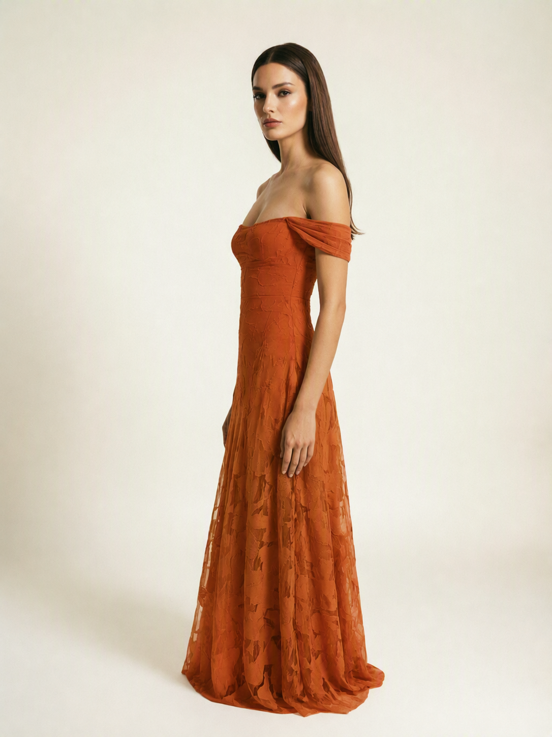Off-the-Shoulder Floral Lace A-Line