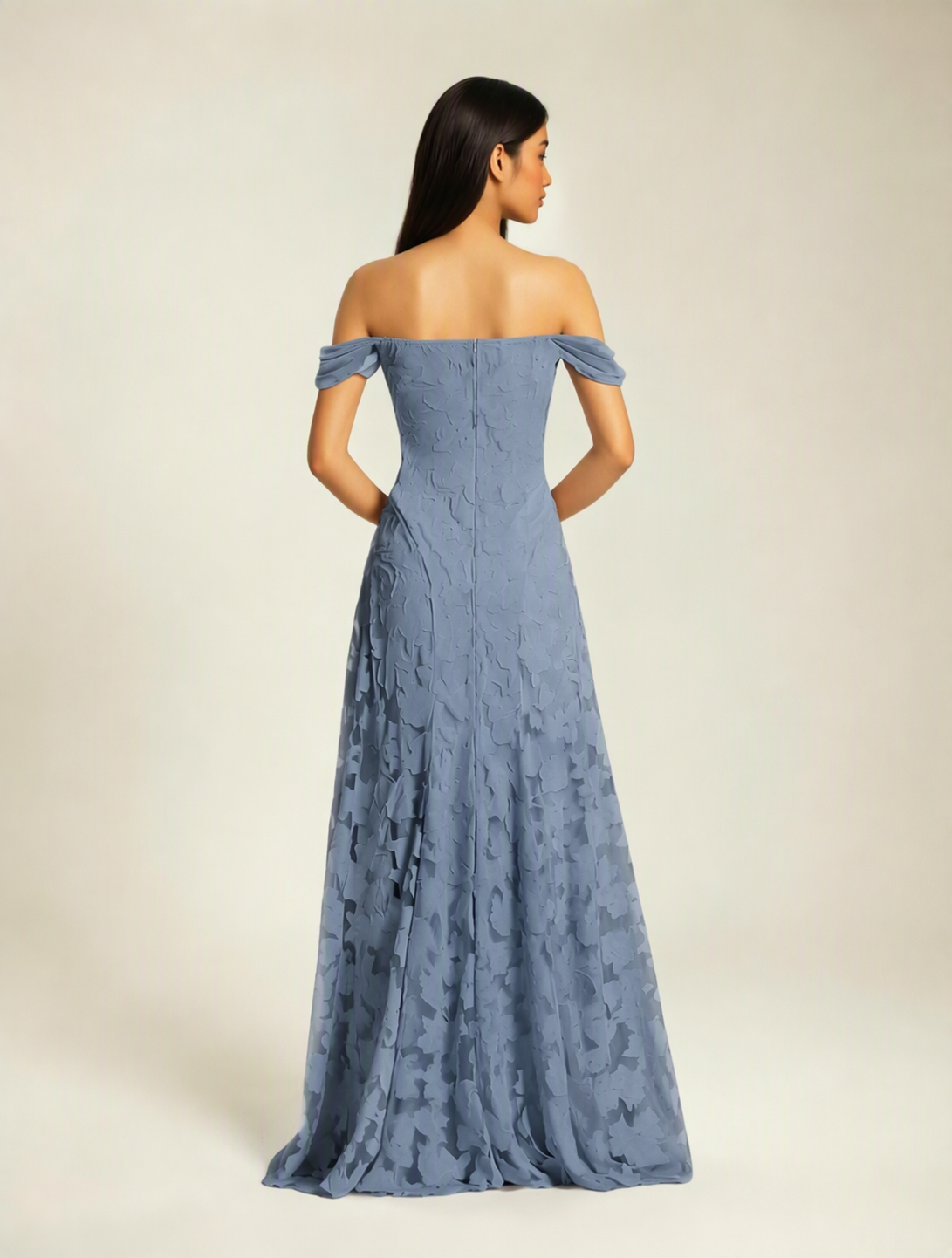 Off-the-Shoulder Floral Lace A-Line