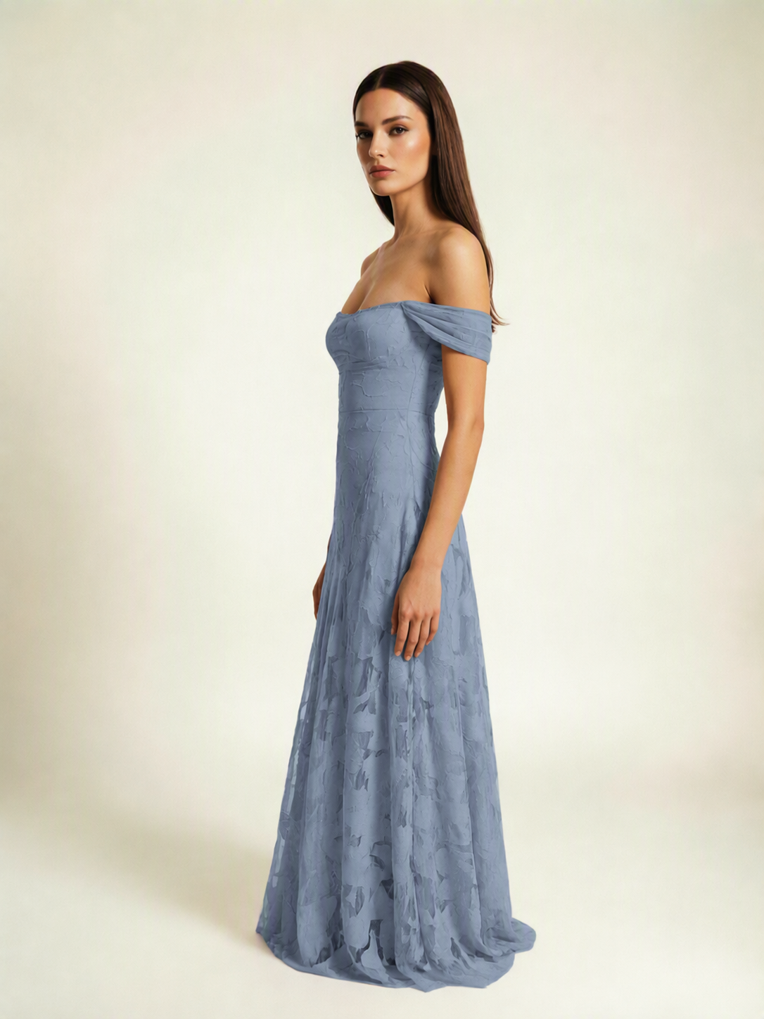 Off-the-Shoulder Floral Lace A-Line