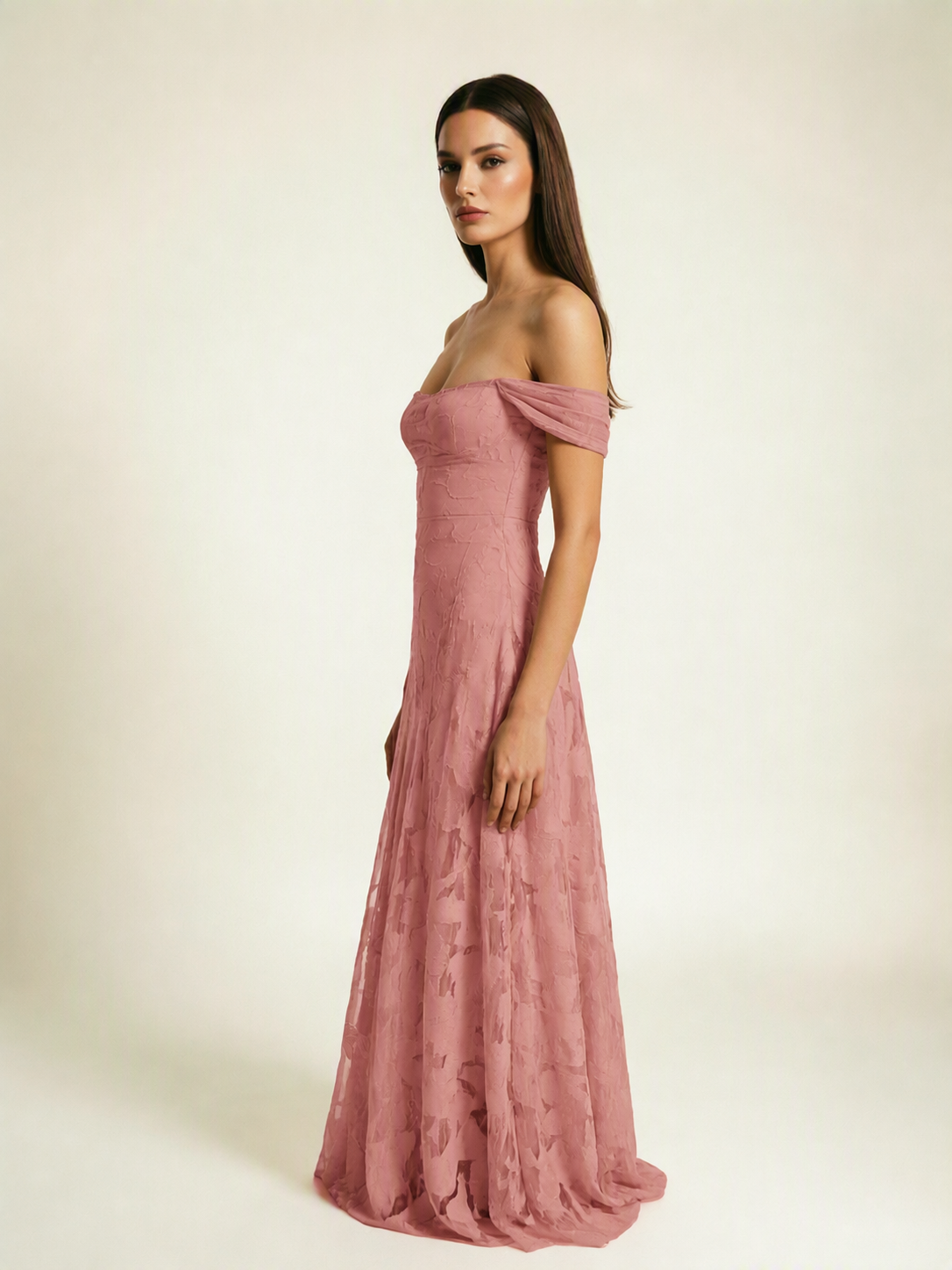 Off-the-Shoulder Floral Lace A-Line