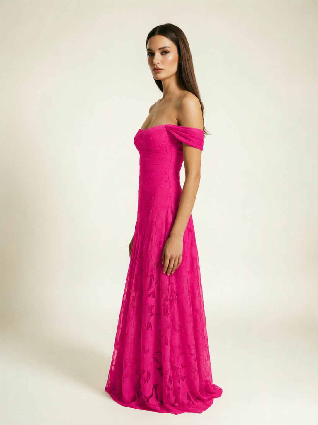 Off-the-Shoulder Floral Lace A-Line