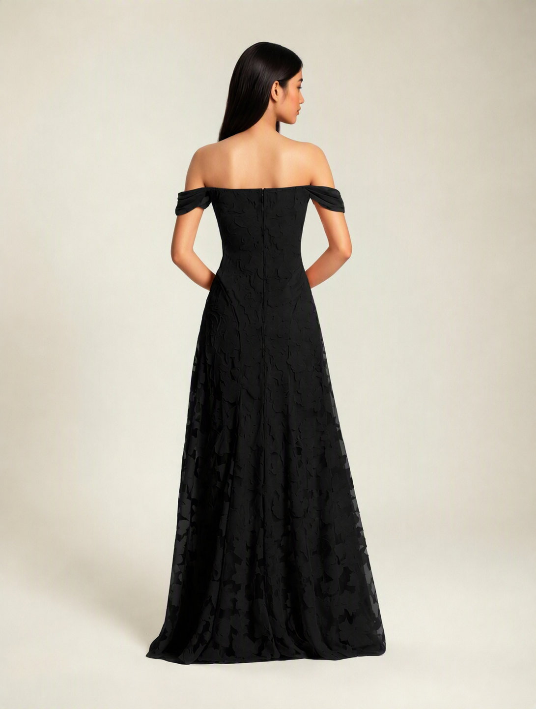 Off-the-Shoulder Floral Lace A-Line