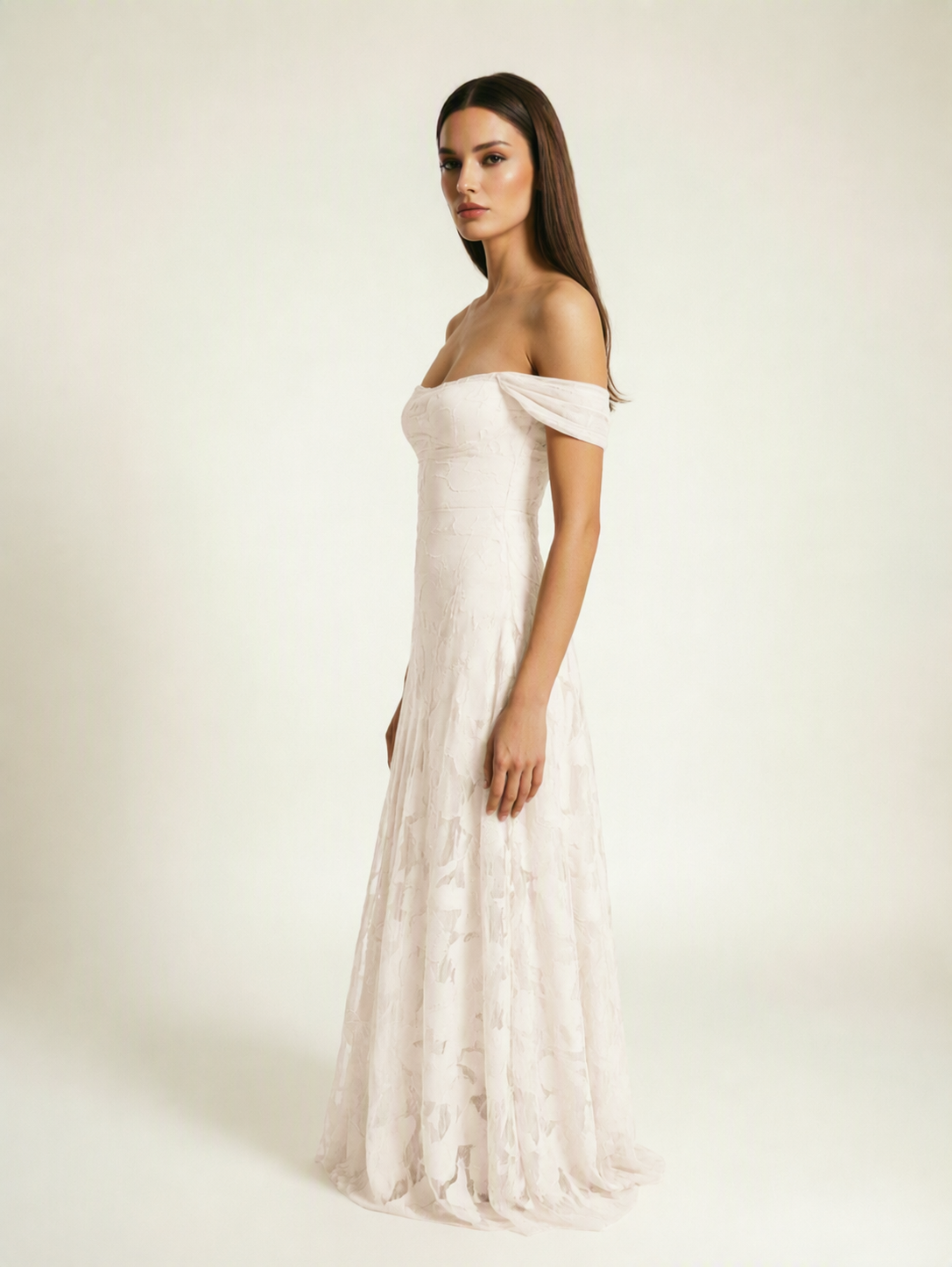 Off-the-Shoulder Floral Lace A-Line