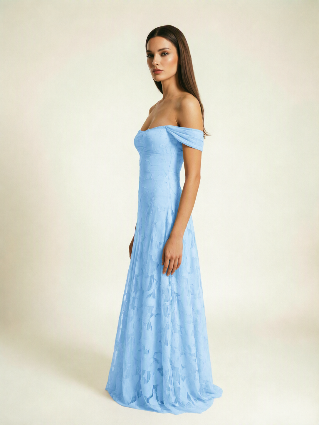 Off-the-Shoulder Floral Lace A-Line