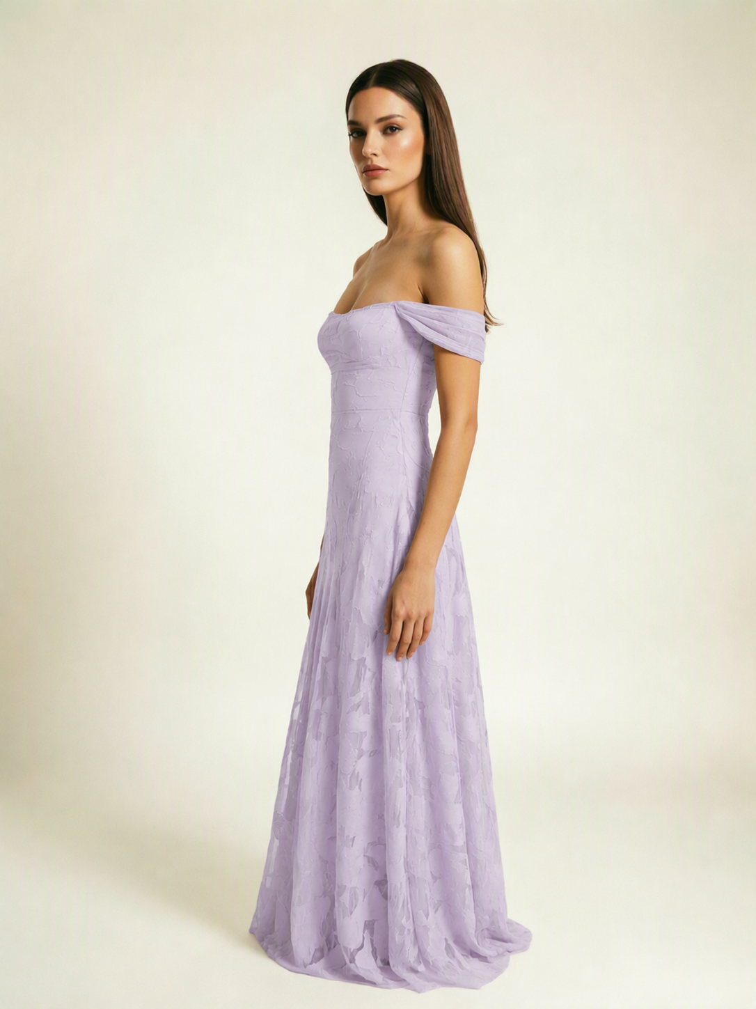Off-the-Shoulder Floral Lace A-Line