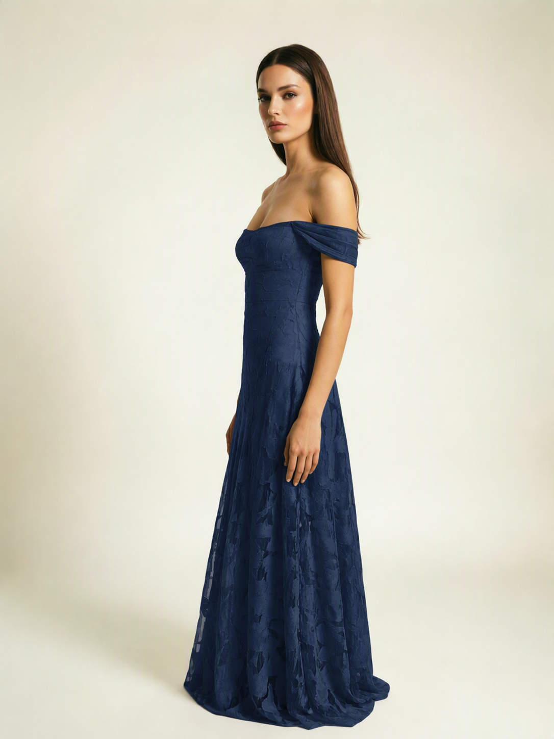 Off-the-Shoulder Floral Lace A-Line