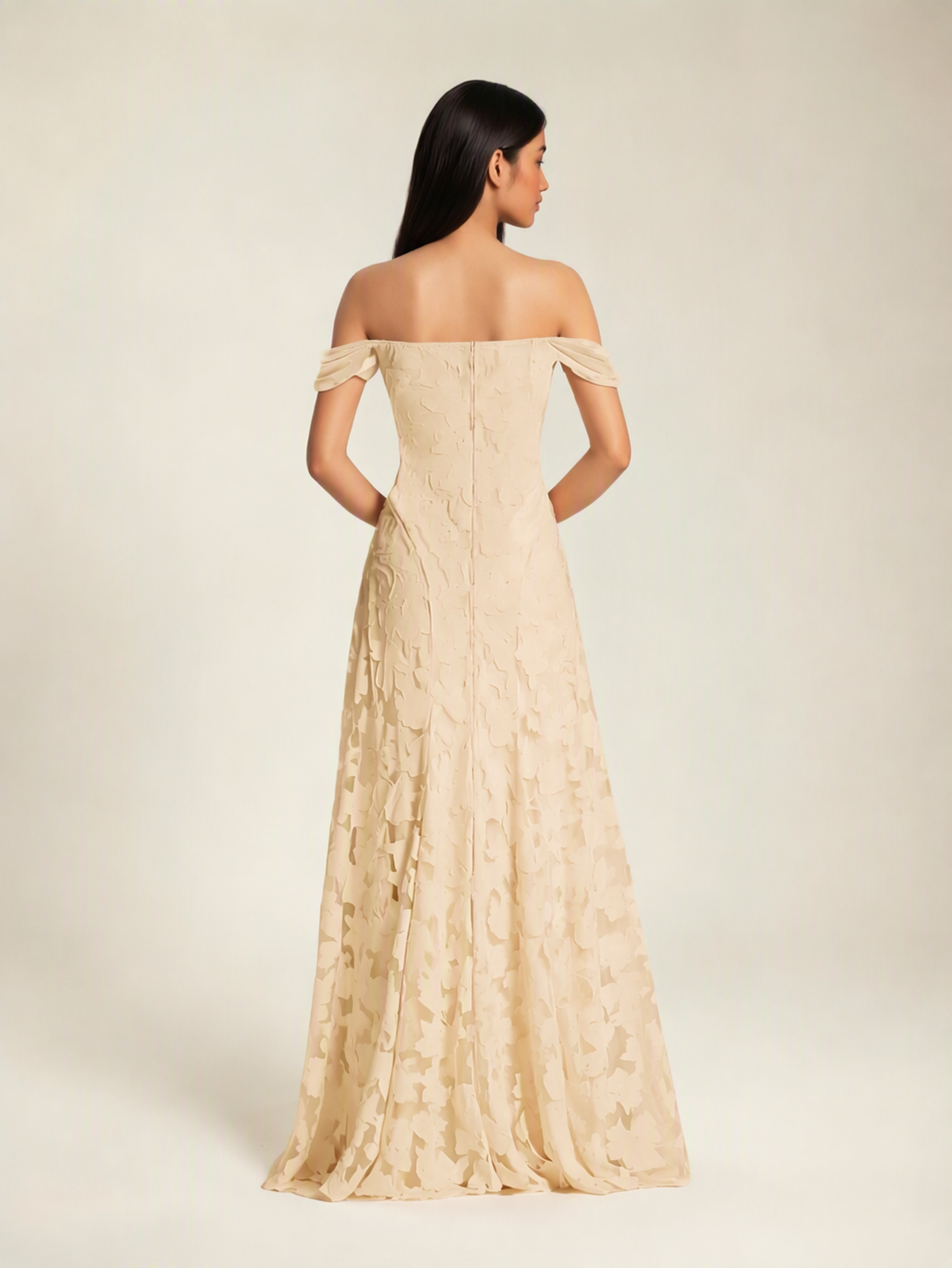 Off-the-Shoulder Floral Lace A-Line