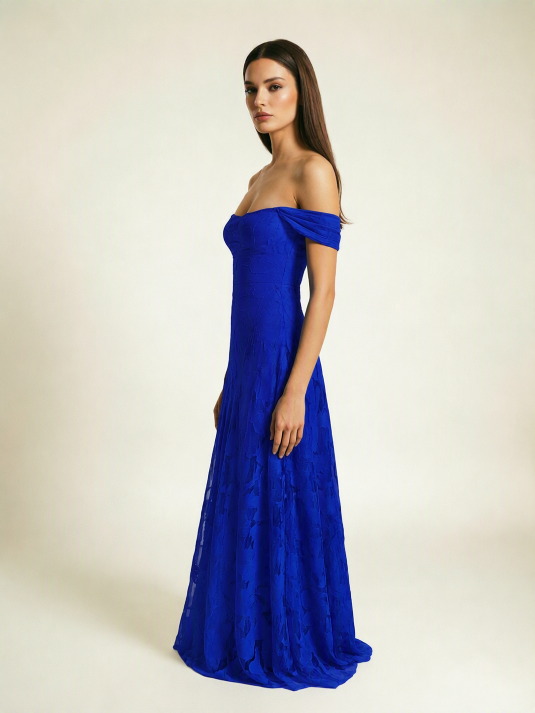 Off-the-Shoulder Floral Lace A-Line