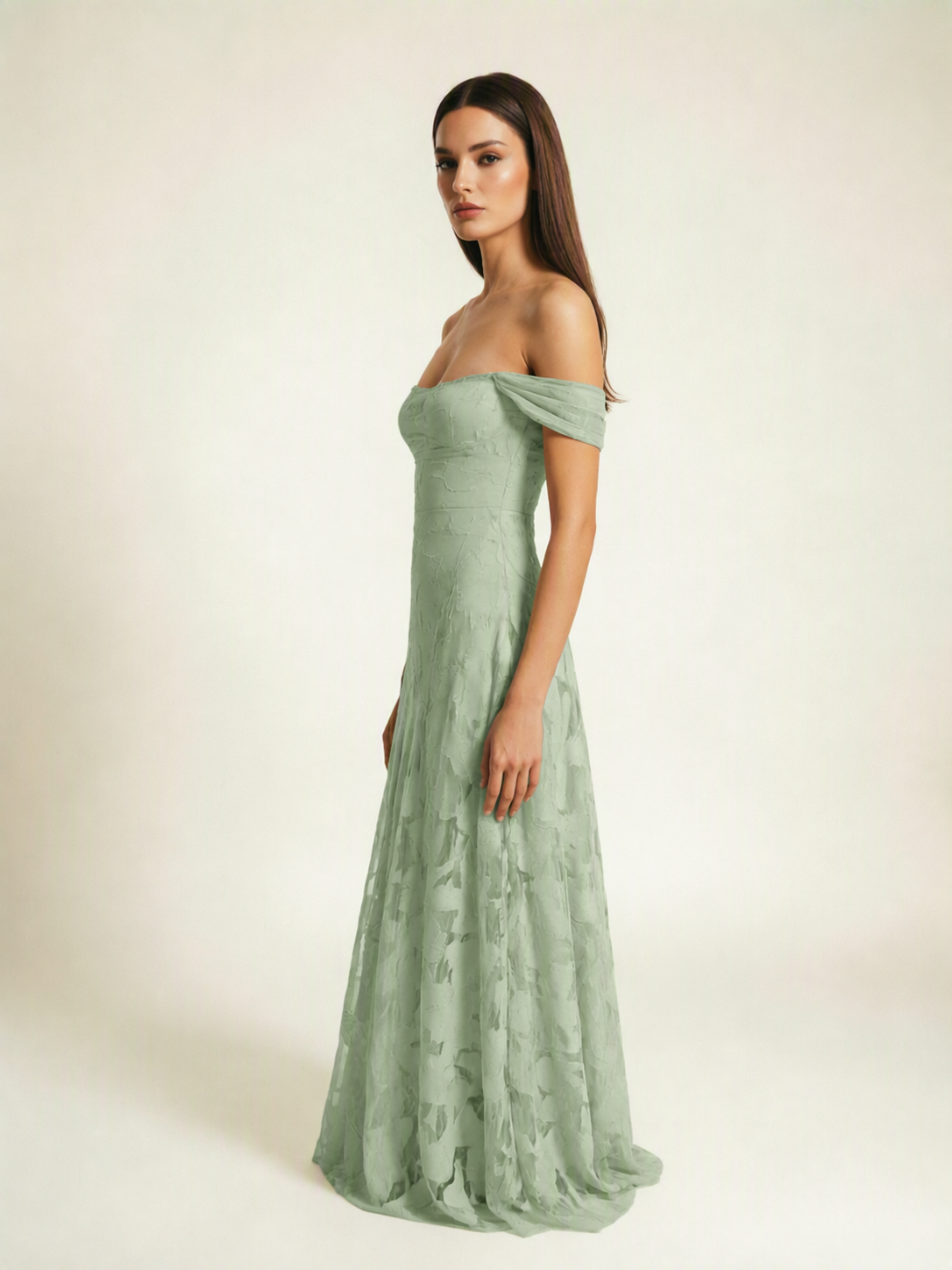 Off-the-Shoulder Floral Lace A-Line